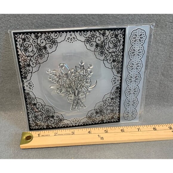 Lace Bouquet Springtime Stamp Border Embossing Folder Set Cardmaking & Papercraf - Picture 2 of 4